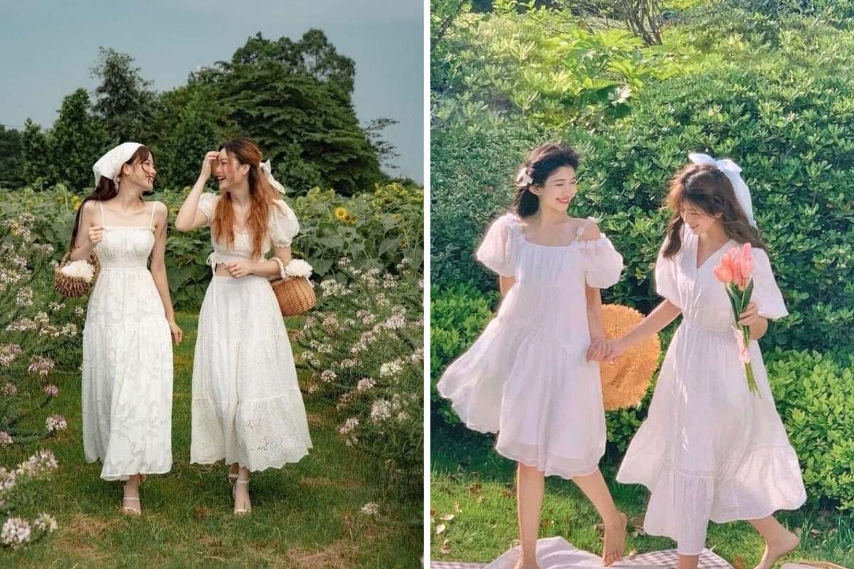 Tạo dáng 2 nàng thơ nhẹ nhàng