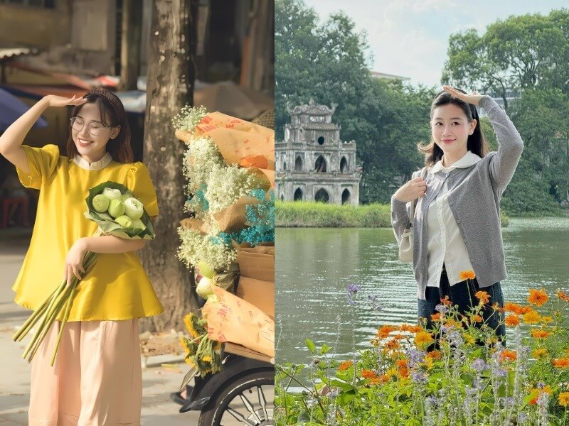 Tạo dáng đưa tay che nắng