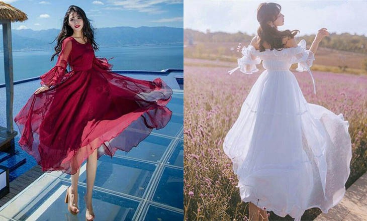 Tạo dáng xoay váy điệu đà